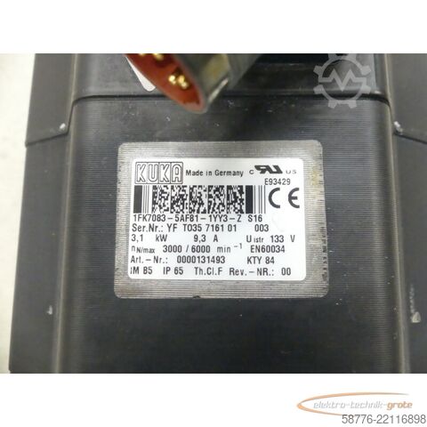 控制单元 KUKA 1FK7083-5AF81-1YY3-Z S16 Servomotor SN: YFT035716101003