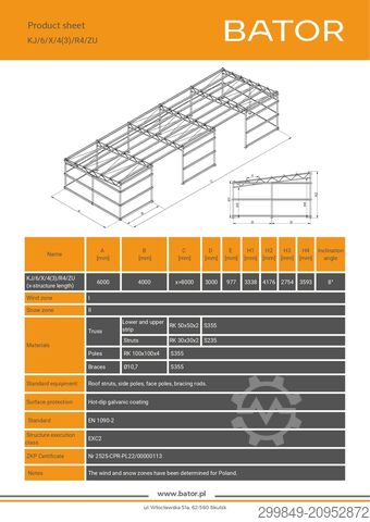 6x20 Konstrukcja stalowa hali ocynkowan BATOR Konstrukcja stalowa