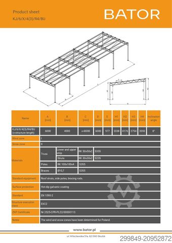 6x20 Konstrukcja stalowa hali ocynkowan BATOR Konstrukcja stalowa