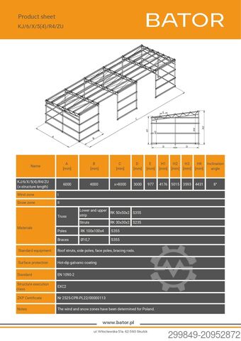 6x20 Konstrukcja stalowa hali ocynkowan BATOR Konstrukcja stalowa