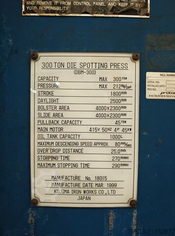 Spot-hydraulpress Kojima PDH 1800