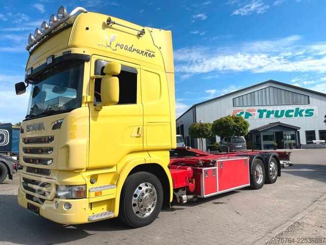 Nákladné vozidlo s výmennou nadstavbou SCANIA R420 / BDF bis 7,45m / 20 Fuß / LBW / Gelenkt