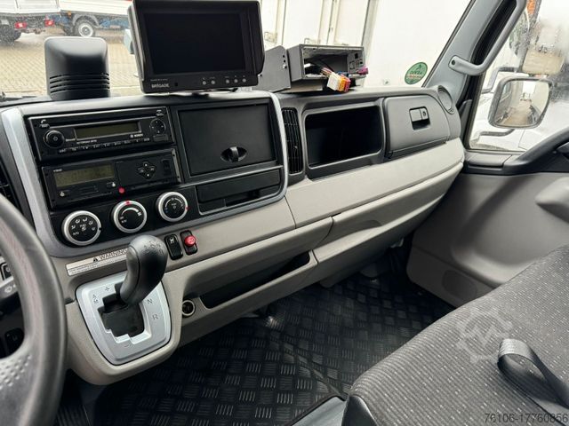 Flatbed truck with tarp FUSO Canter 9C18 Pritsche Plane mit Ladebordwand *Ahk