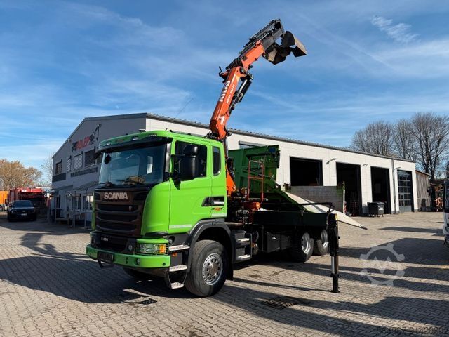 Tresidig tippbil SCANIA G450 Kipper Kran Atlas 206.3E AHK Bordmatic FUNK