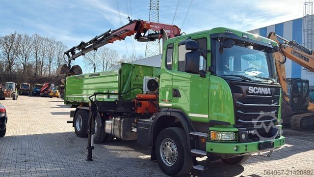 Tresidig tippbil SCANIA G450 Kipper Kran Atlas 206.3E AHK Bordmatic FUNK