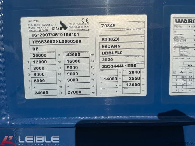 Mozgópadlós félpótkocsi STAS S300ZX 92m³ Schubboden*E-Verdeck*1+3 Lift