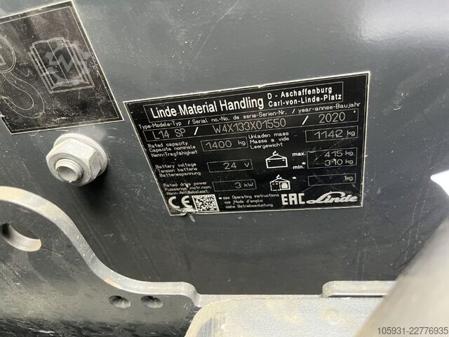 Seisova haarukkatrukki Linde L14SP