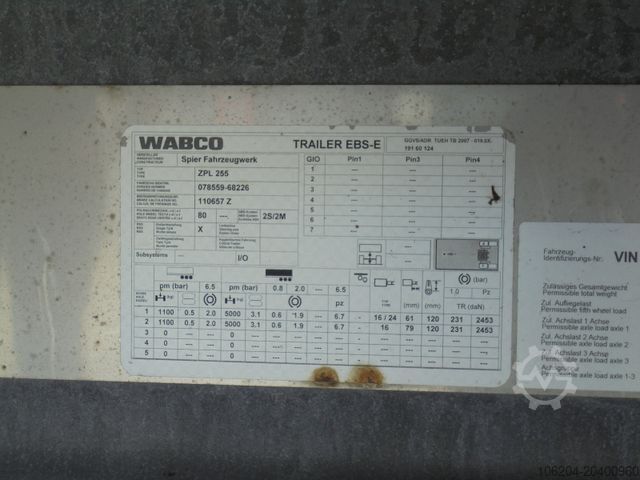 Відкритий причіп з тентом SPIER ZPL255 Plane Durchladeoption