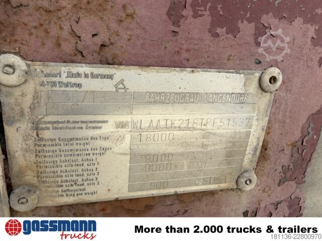 Three-way tipper trailer Langendorf TK 18/13, Stahlbordwände ca. 10,5m³