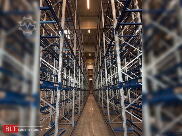 Schwerlastregal Industrieregal Hochregal SSI Schäfer PR600 – 30,90 lfm, Höhe 4,9m Boden + 2 Ebenen | Fachlast bis 3500 kg