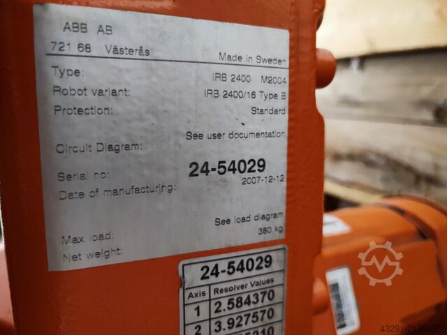 Robô industrial ABB Robotics IRB 2400/16 IRC5 M2004