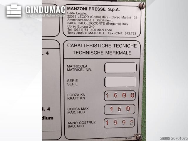 机械冲压机 RAVNE PRESSES Manzoni 160