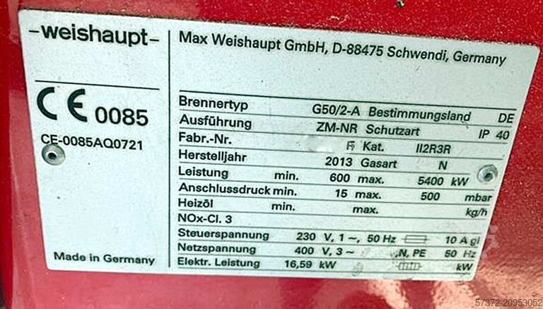 Steam Boiler Loos/Weishaupt UL-S/G50-2-A