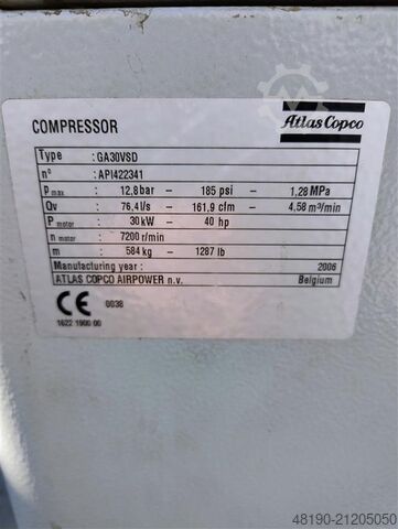 Kompresor sekrup S015256 Atlas Copco GA30VSDFF