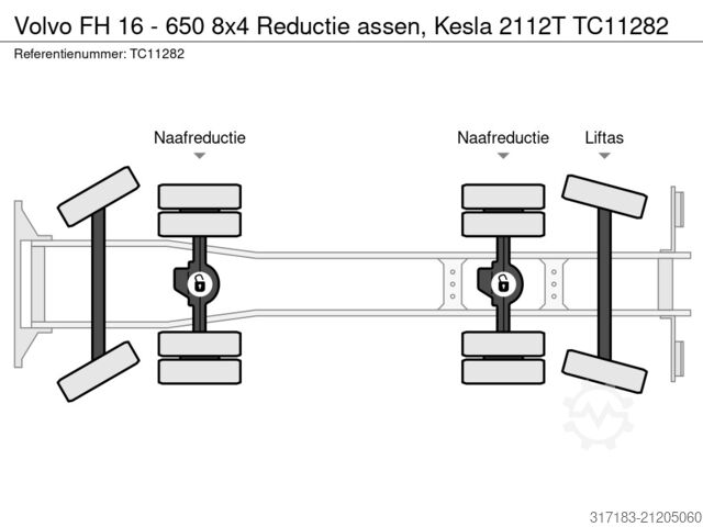 Príves na plošinu Volvo FH 16 - 650 8x4 Reductie assen, Kesla 2112T