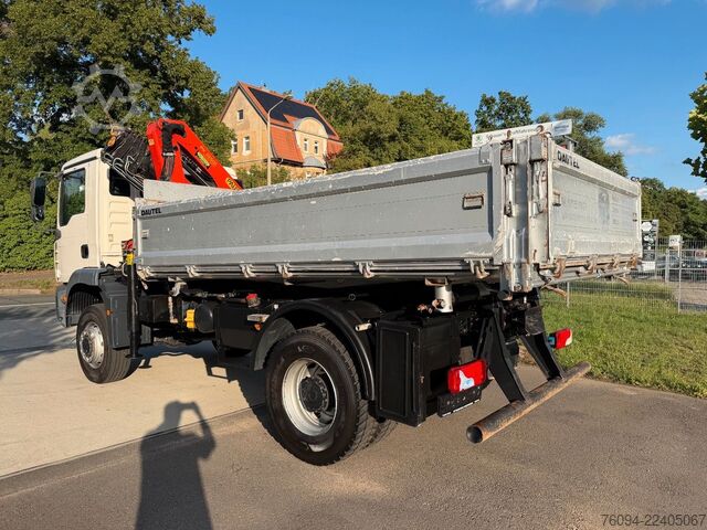 Camión volquete trilateral MAN TGM 18.330 4x4 Kipper KRAN 17m FUNK AHK