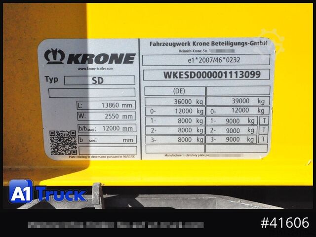 Treler separa terbuka dengan kanvas KRONE Mega, VDI 2700, Code XL, RSAB, Ice Protect.
