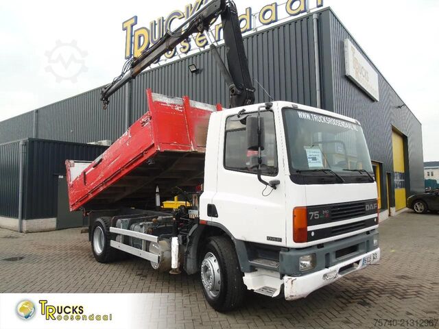 Camión grúa DAF CF 75.240 ATI + EURO 2 + HIAB 090 + 3SIDE TIPPER