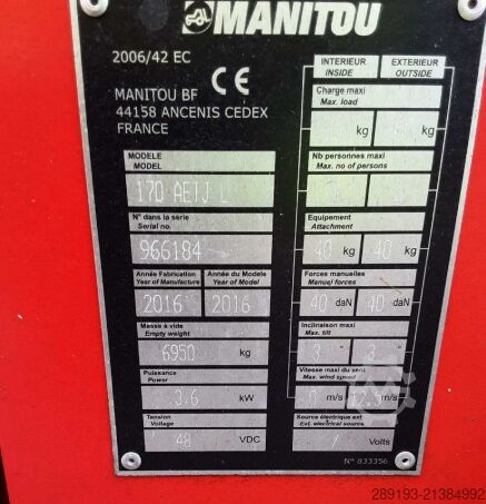 Arbetsplattformar själv Manitou 170 AETJ-L Elektro 16,90 m