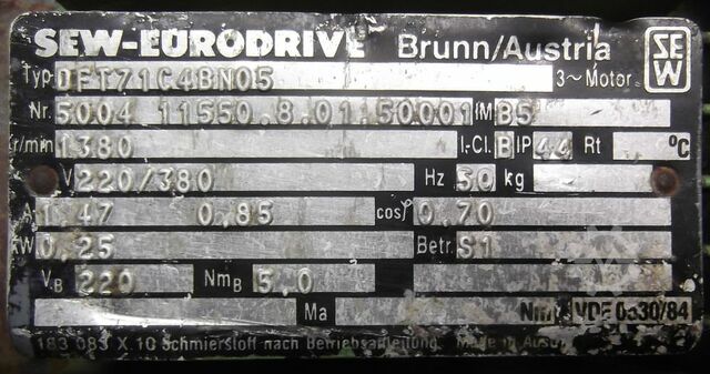 Moteur électrique 0,25 kW 1380 tr/min SEW-EURODRIVE DFT71C4BN05