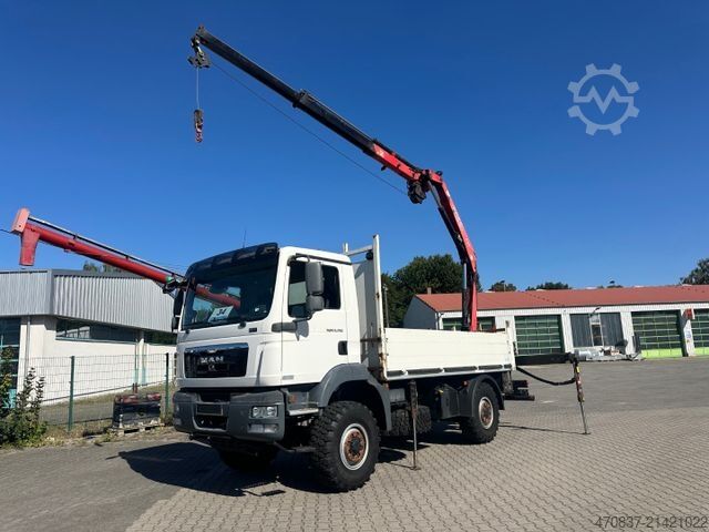 Lastbil med flak MAN TGM 13.250 / 4x4 / Fassi F 95 / Funk / Seilwinde