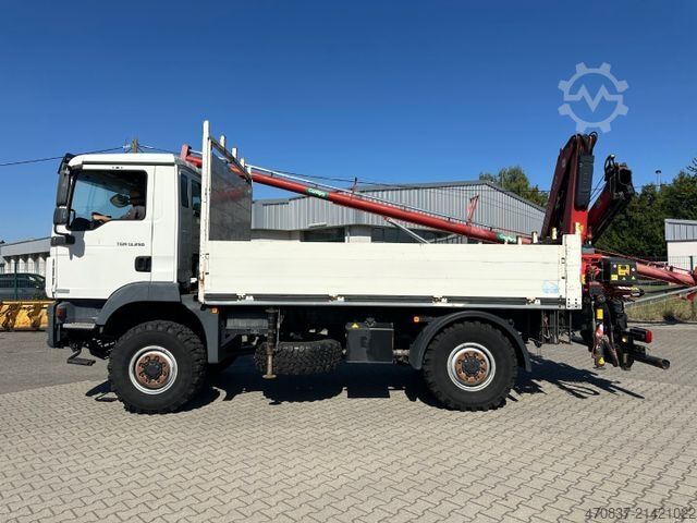 Lastbil med flak MAN TGM 13.250 / 4x4 / Fassi F 95 / Funk / Seilwinde