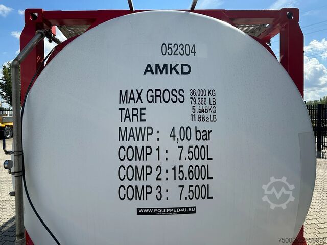Tankcontainer Van Hool 20FT SWAP BODY / 30.600L / 3 comp (7.500L + 15...