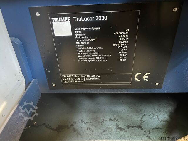 Lenkimo presas TRUMPF TruLaser 3030 Fiber (L49)