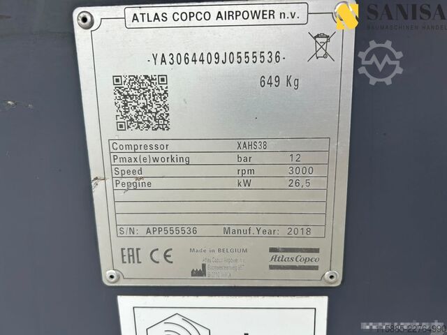 Compresor de tornillo Atlas Coop XAHS 38/XAS88/Baukompressor/12 Bar