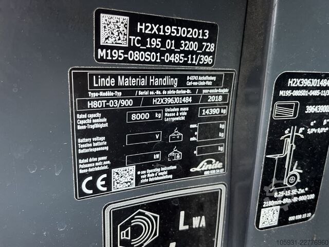 LPG-vorkheftruck Linde H80T-03/900