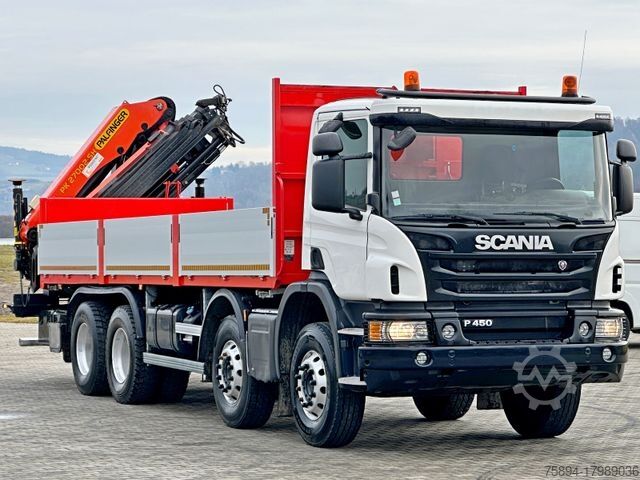 Kuorma-autoon asennettu nosturi SCANIA P 450 * PK 27002 - SH + FUNK * 8x4 * TOPZUSTAND