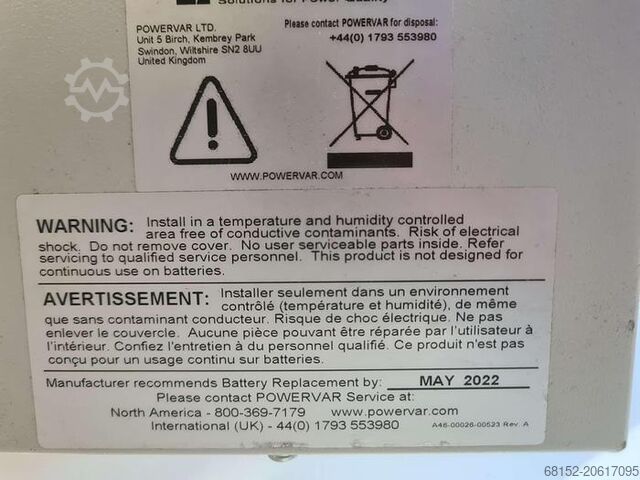 Powervar ABCE422-22 UPS Fuente de alimentación ininterrumpida Powervar ABCE422-22