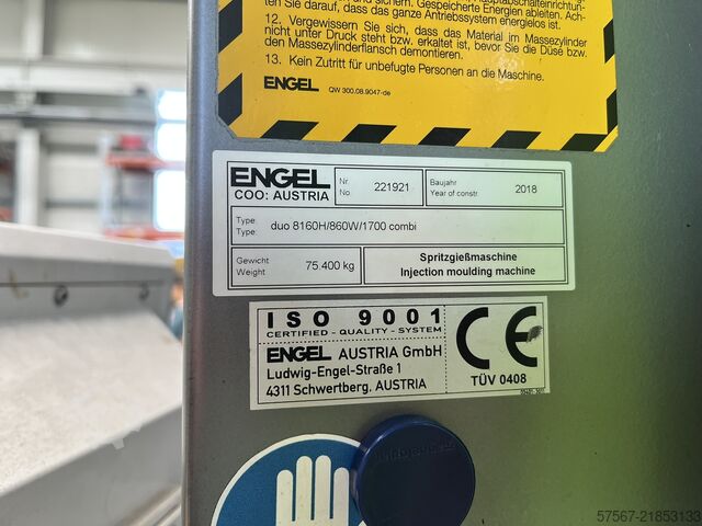 Macchina per stampaggio a iniezione ENGEL duo 8160H/860W/1700 combi