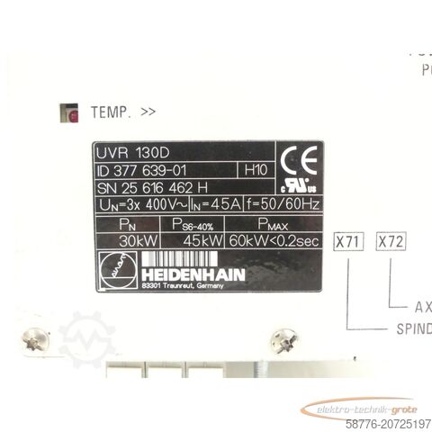 하이덴하인 성분 Heidenhain UVR 130D Id. 377 639-01 SN25616462H generalüberholt mit 3 Monaten Gewährleistung
