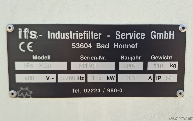  IFS Industriefilter Service GMBH IFM 2000