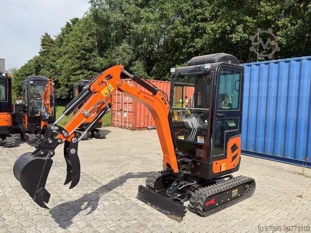 Minigrävare med fullhytt och värme Tec Point - 1,6 Klasse Minibagger NEU! Schnellwechsler und 3 Schaufeln im Set