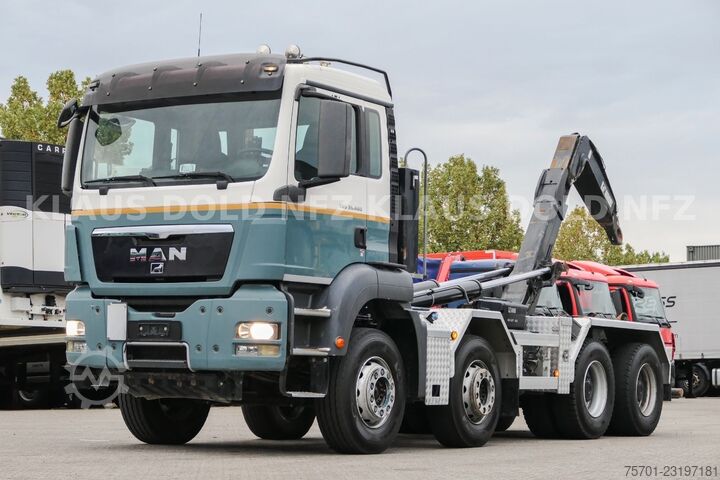 משאית מנוף מעלית מכולות (roll-off) MAN TGS 35.480 Abrollkipper Hiab Retarder Euro 5