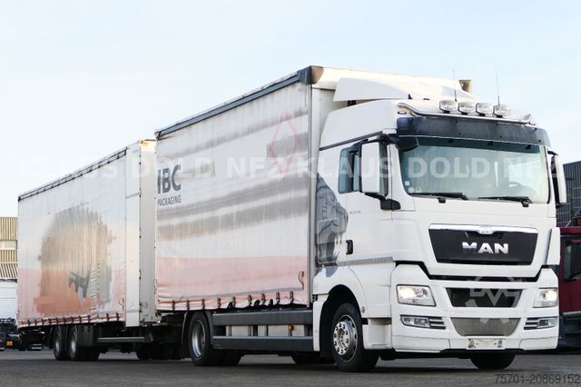 Camión plataforma con toldo MAN TGX 18.400 Retarder Komplettzug mit Anhänger