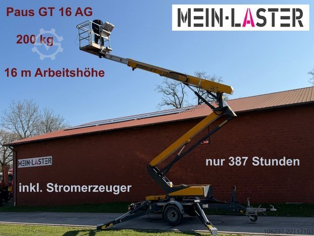 Prikolica s radnom platformom Paus PAUS GT 16AG  Arbeitshöhe 16m 200kg Stromagregat