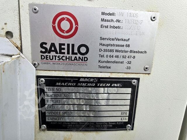 कार्यक्षेत्र मशीनिंग केंद्र Saeilo MMV 1100S