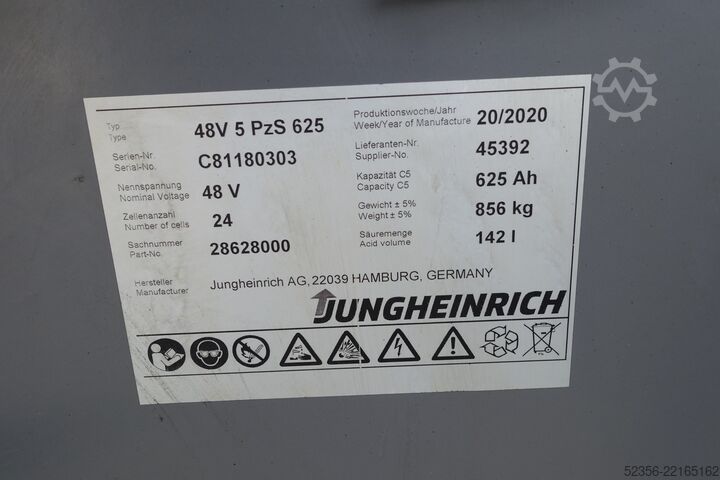 Käsikäyttöinen haarukkavaunu Jungheinrich 1,6t EFG216 TRIPLEX SS Batterie 92%