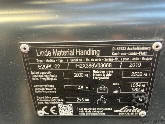 Электрический 4-х колесный вилочный погрузчик Linde E20PL -02 EVO