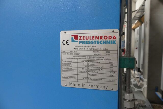 ZEULENRODA hydraulic single-column press ZEULENRODA PRESSTECHNIK PYE 100 F
