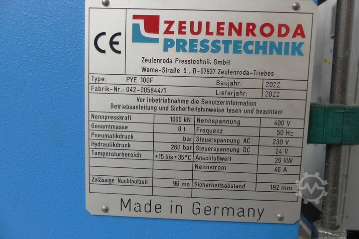 ZEULENRODA hydraulic single-column press ZEULENRODA PRESSTECHNIK PYE 100 F