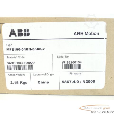 উপাদান ABB MFE190-04UN-06A0-2 Servoumrichter SN W182260104