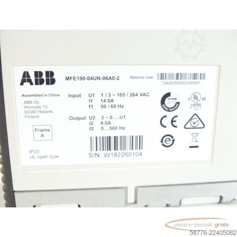 উপাদান ABB MFE190-04UN-06A0-2 Servoumrichter SN W182260104