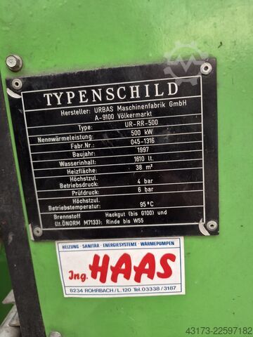 Calefacción y ventilador Heizungsanlage Biomassekessel URBAS 500 KW