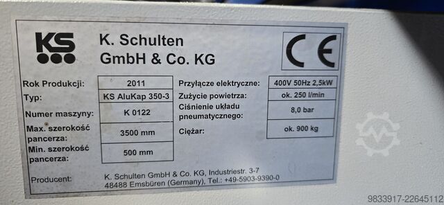 Automatická linka na výrobu pancierov K. Schulten GmbH & Co. KG KS AluKap 350-3