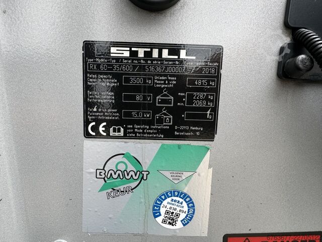Still RX60-35/600 Triplex mast 595 Free lift/3rd/4th function electric 2018 STILL RX 60-35 / 600