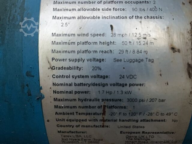 Trailer-Mounted Boom Lift Genie TZ-50 DC w/ Drive 17.09 m